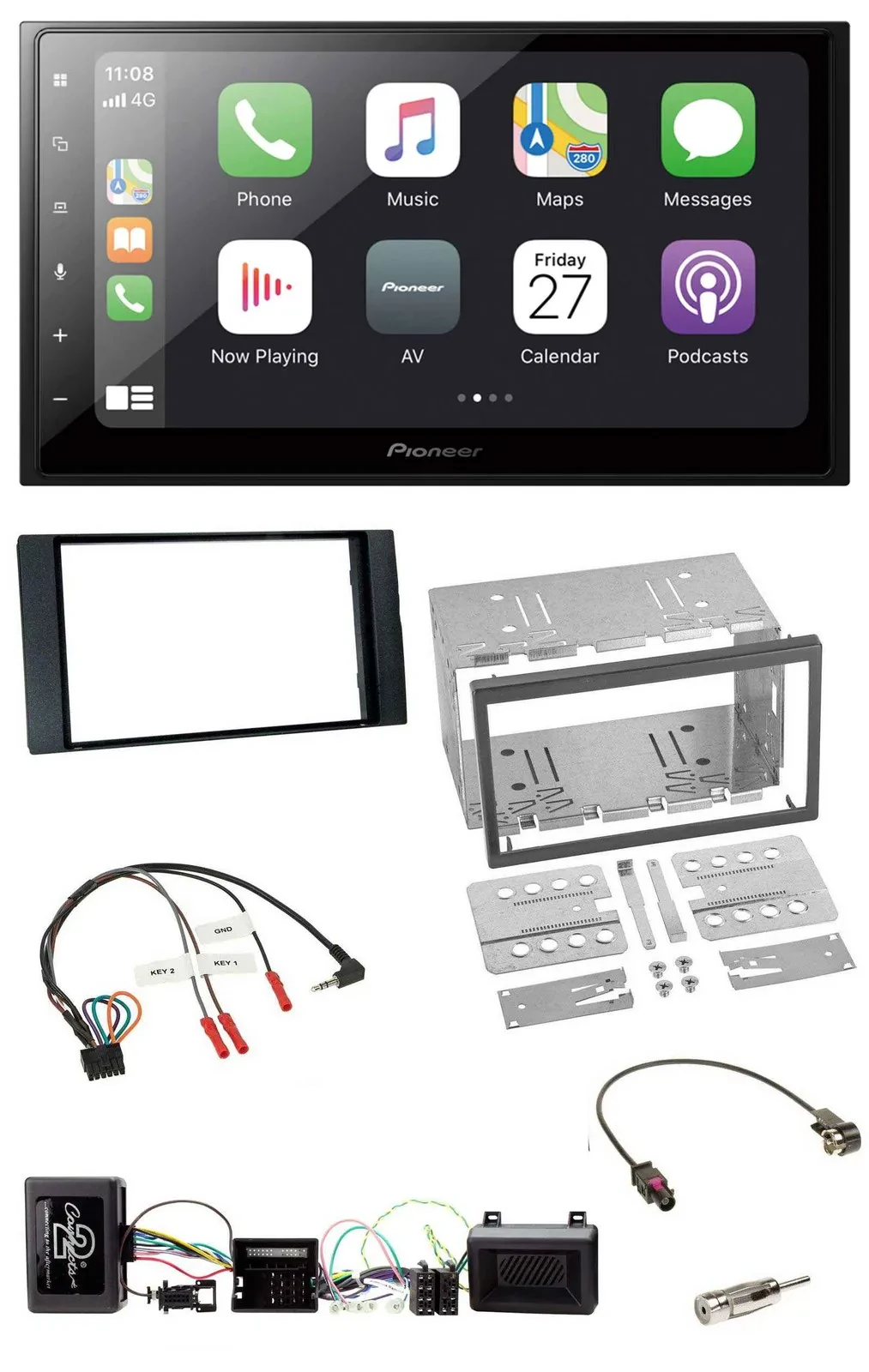 Pioneer Lenkrad Bluetooth DAB 2DIN USB Autoradio für Ford Kuga 2008-12 schwarz