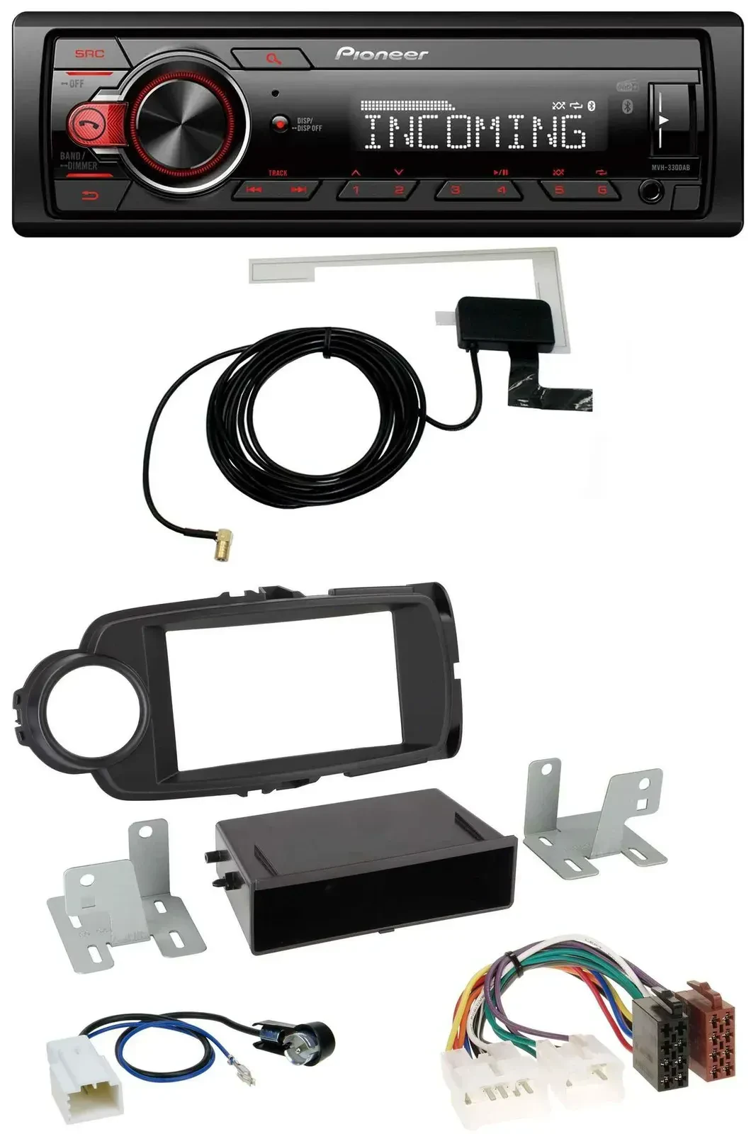 Автомагнитола для Toyota Yaris (2011–2014) Pioneer USB, MP3, DAB, Bluetooth, черный