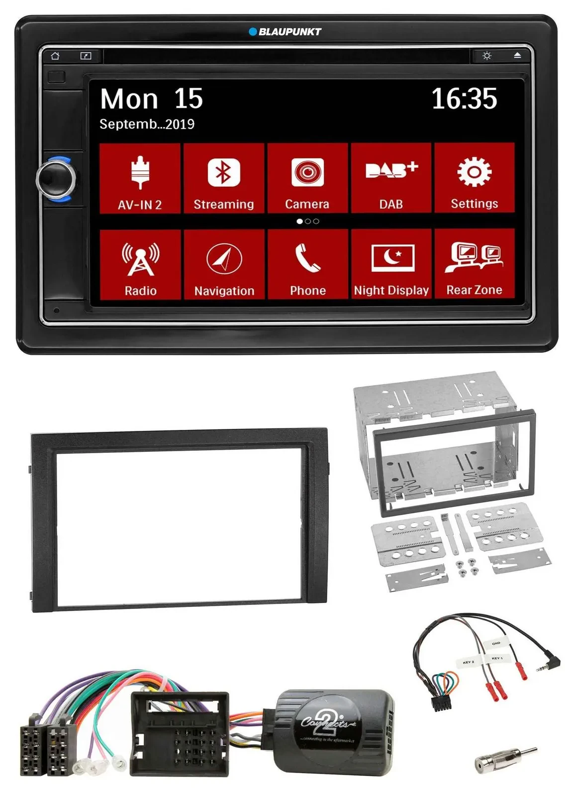 Blaupunkt Lenkrad DAB TMC 2DIN USB Bluetooth Navigation für Skoda Fabia 6Y 2004-