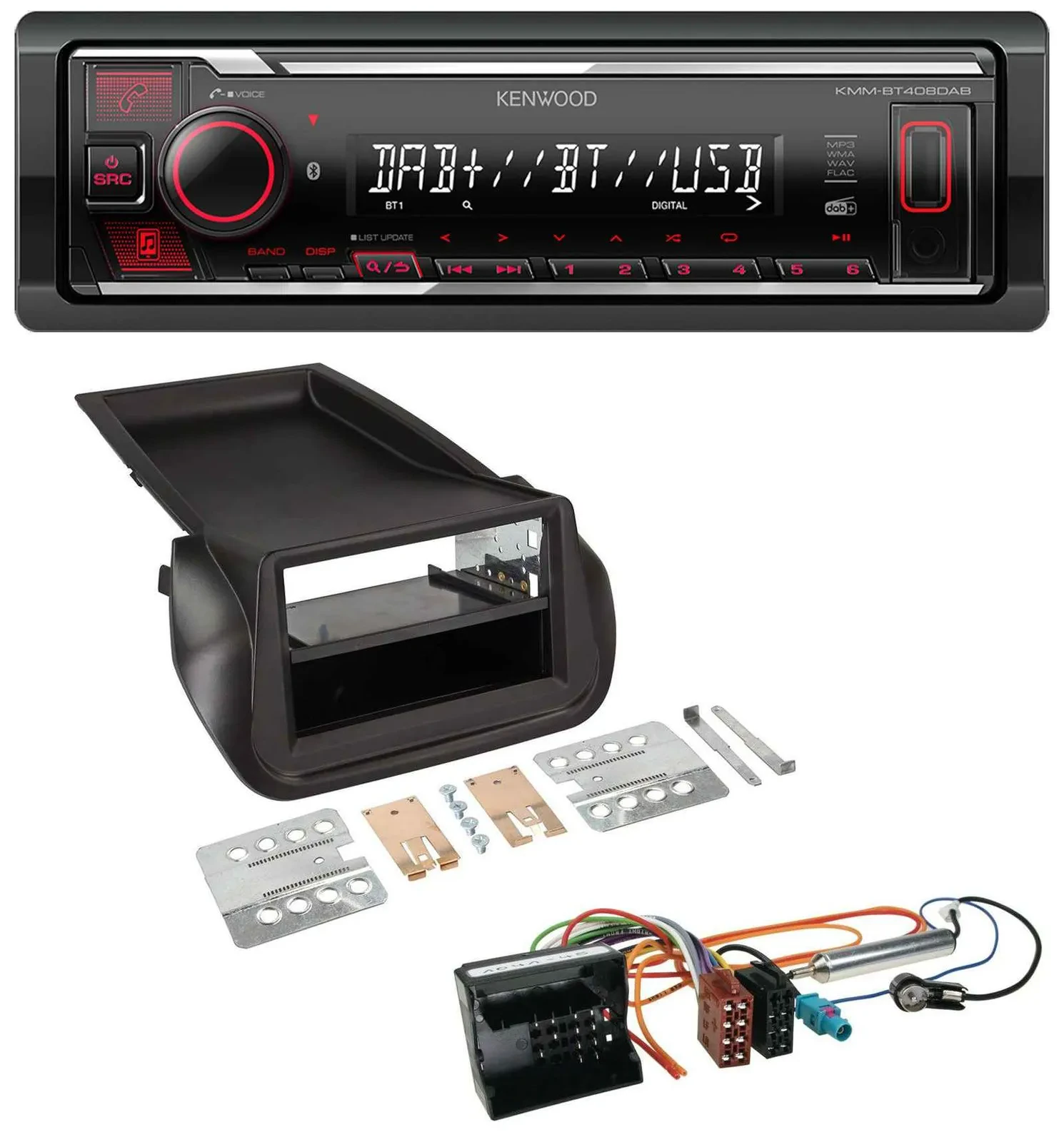 Kenwood MP3 Bluetooth USB DAB Autoradio für Citroen Nemo Peugeot Bipper ab 2008