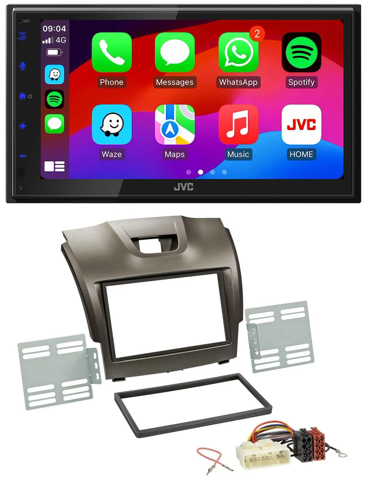 JVC Bluetooth USB MP3 2DIN DAB Autoradio für Isuzu D-Max ab 2012 grau