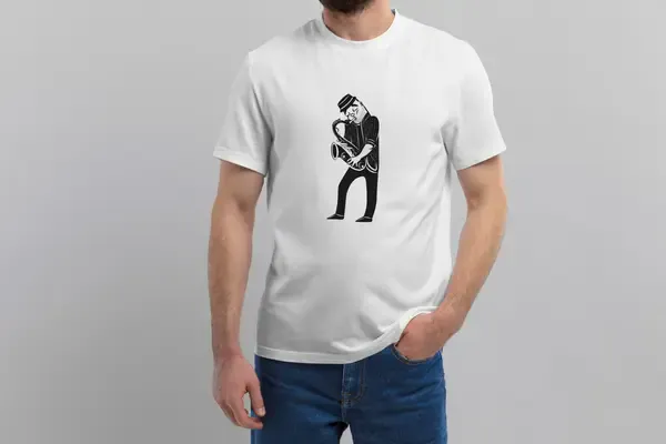 Футболка Popmerch WWL90 "Play Sax" белая, женская, размер L