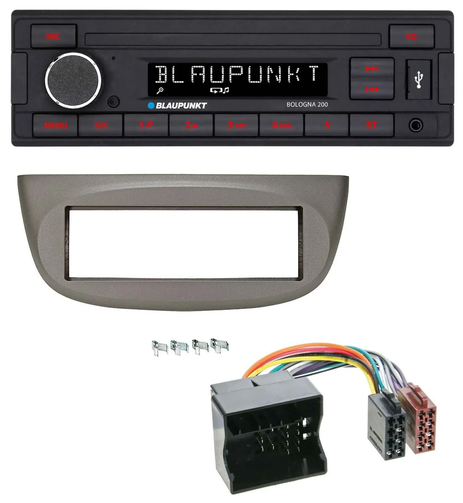Blaupunkt MP3 AUX USB 1DIN Autoradio für Renault Twingo 07-14 beige-grau