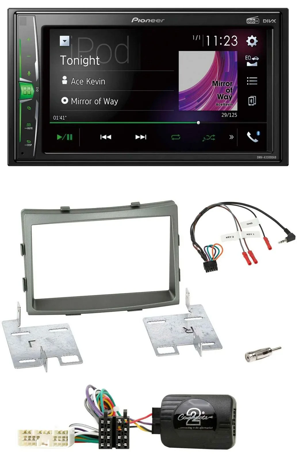 Pioneer 2DIN Lenkrad DAB USB Bluetooth Autoradio für SSangYong Rodius ab 2013