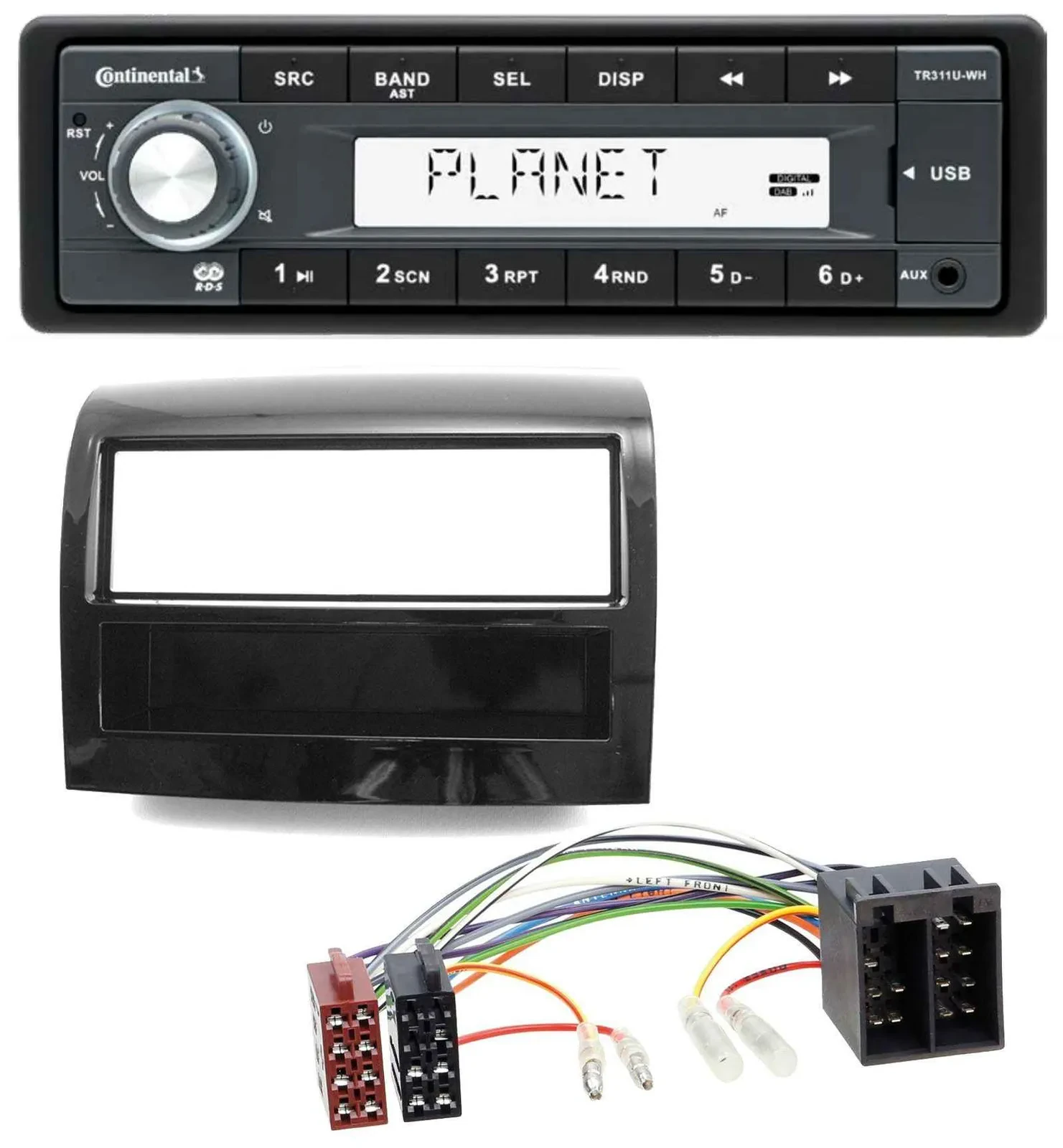 Continental USB MP3 AUX 1DIN Autoradio für Fiat Ducato 2011-2021 piano schwarz