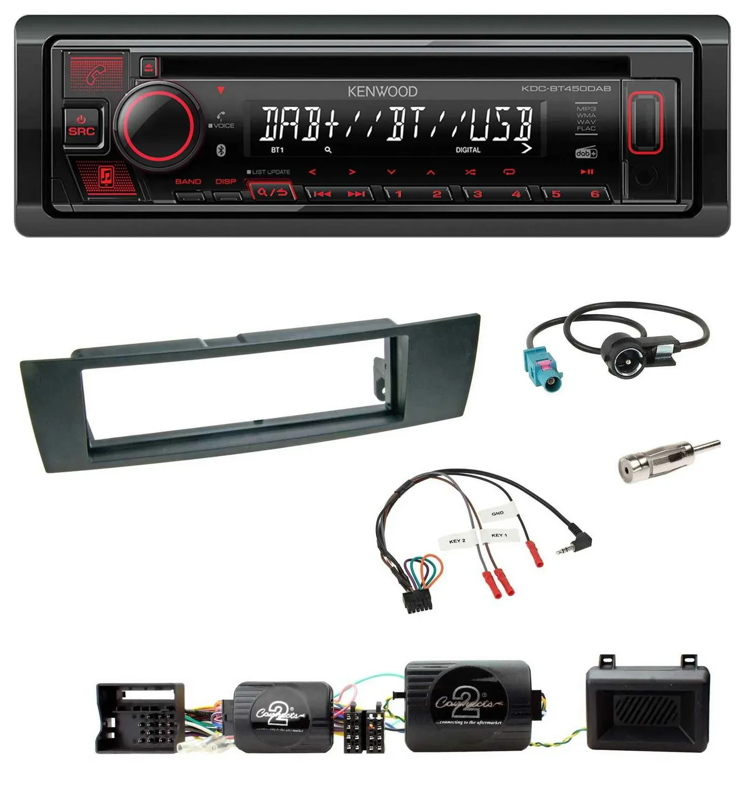 Автомагнитола для BMW 1 Series (E87) 2004–2013 Kenwood CD, USB, Bluetooth, DAB