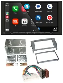 JBL USB 2DIN MP3 Bluetooth AUX Autoradio für Toyota Auris 07-12 anthrazit-grau