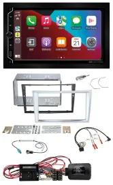 Автомагнитола для Opel Corsa D ESX 2DIN DAB, USB, Bluetooth, поддержка кнопок на руле, матовый хром (09–14)