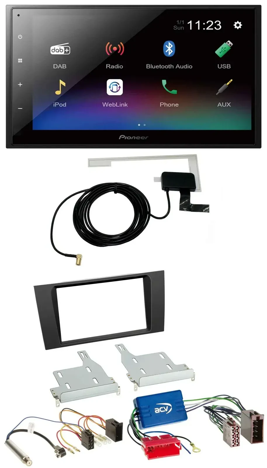 Автомагнитола для Audi A4 (B5) Pioneer 2DIN, DAB, Bluetooth, USB