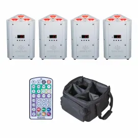 Прожектор для DJ Clutch WEDGEBLAST-WHT-4PK LED, беспроводной, DMX, аккумуляторный, цвет: белый (набор, 4 шт.) с сумкой