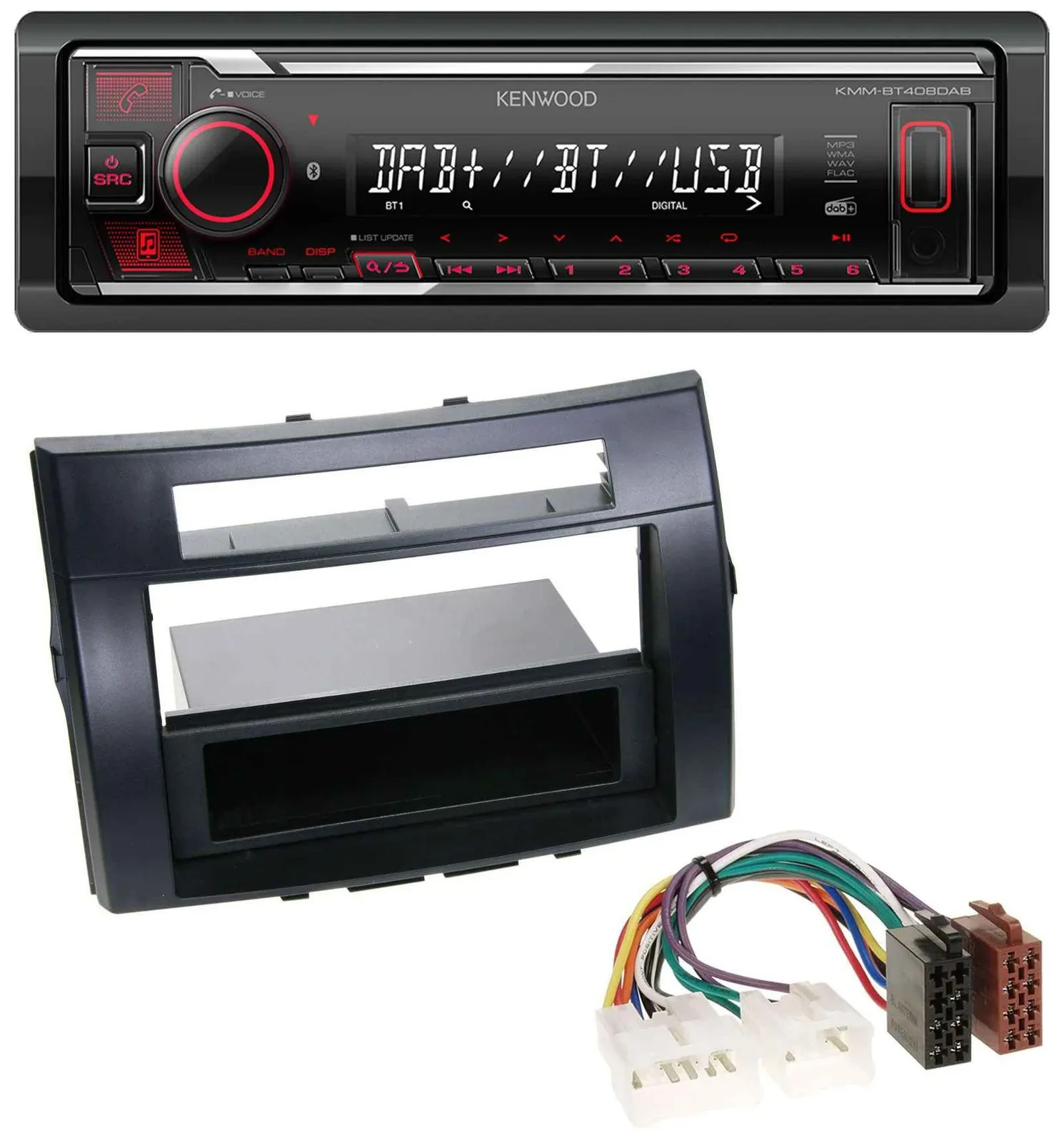 Kenwood MP3 Bluetooth USB DAB Autoradio für Toyota Corolla Verso 04-09 schwarz