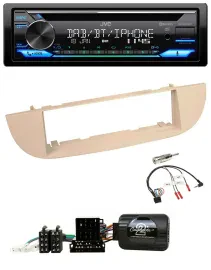 Автомагнитола для Fiat 500 (с 2007) JVC Bluetooth, USB, DAB, CD перламутрово-серый/бежевый