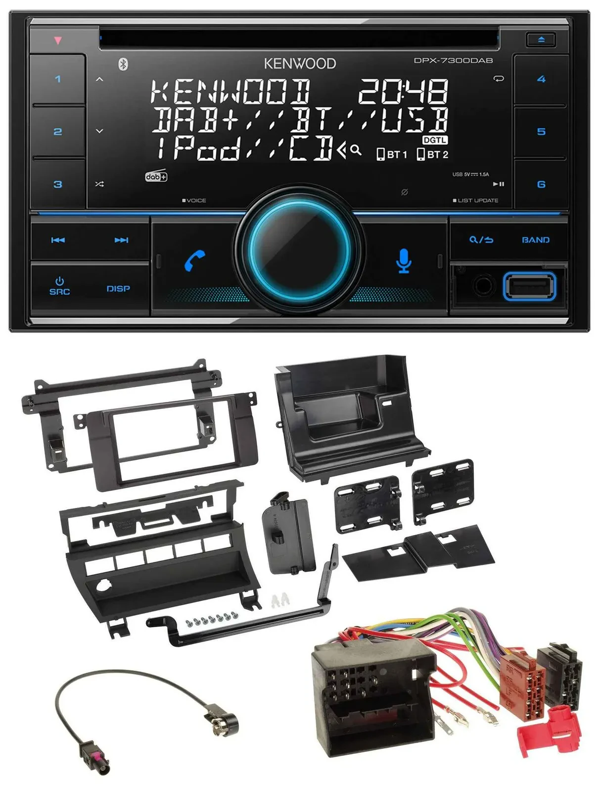 Kenwood CD 2DIN DAB USB MP3 Bluetooth Autoradio für BMW 3er 2002-2006 5 Schalter
