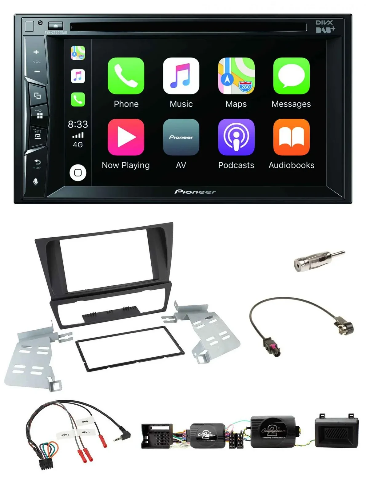 Pioneer Lenkrad USB DVD Bluetooth DAB 2DIN Autoradio für BMW 3er E90 E91 E92 E93