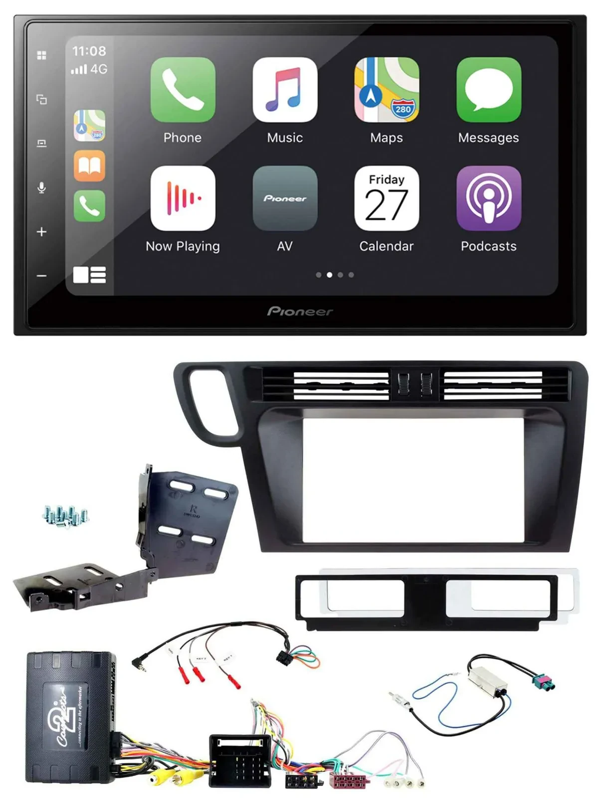 Pioneer Lenkrad Bluetooth DAB 2DIN USB Autoradio für Audi Q5 8R 08-17 Infoadapte