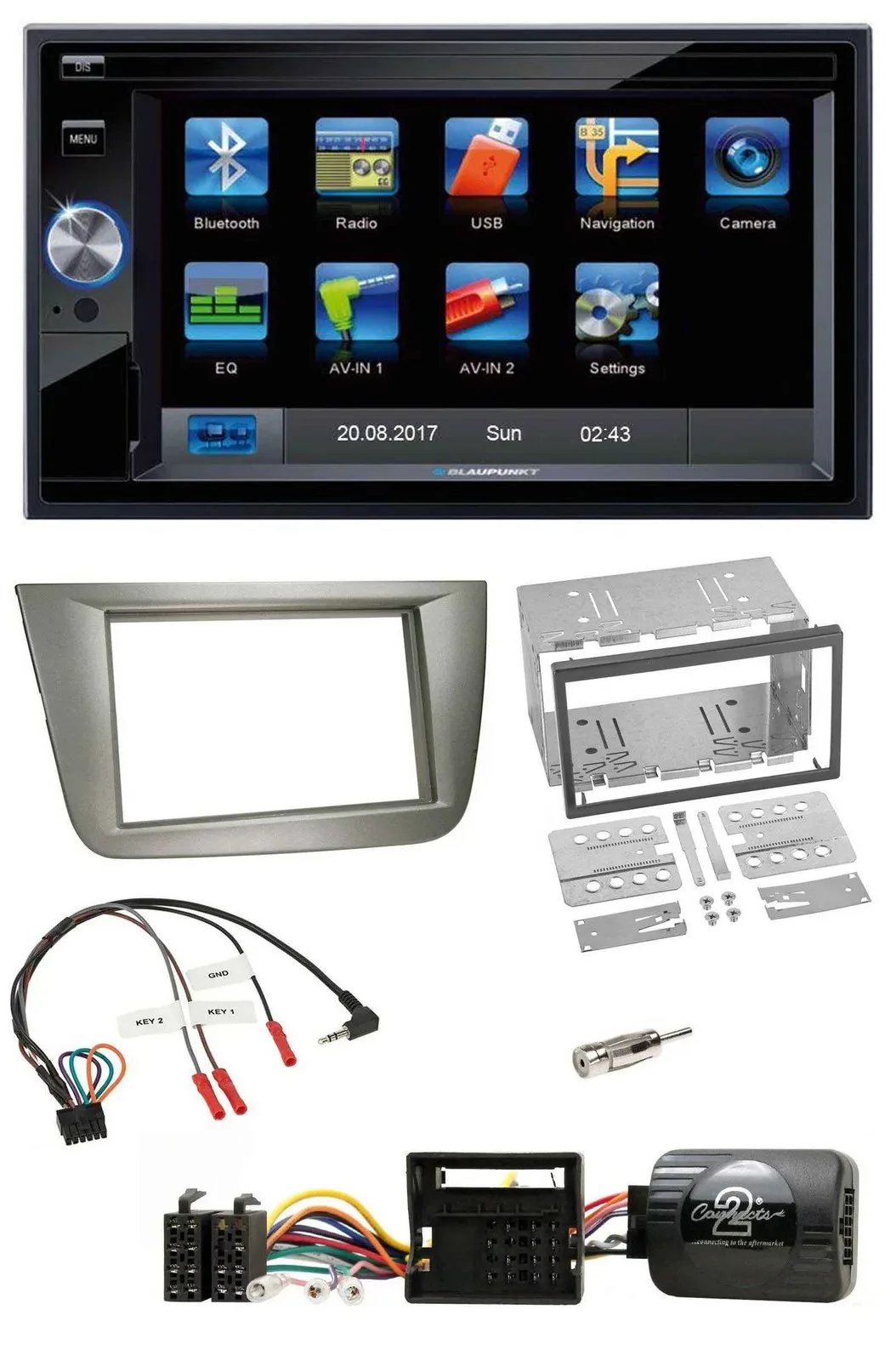 Blaupunkt SD USB TMC Bluetooth 2DIN Lenkrad Navigation für Seat Toledo Altea sil