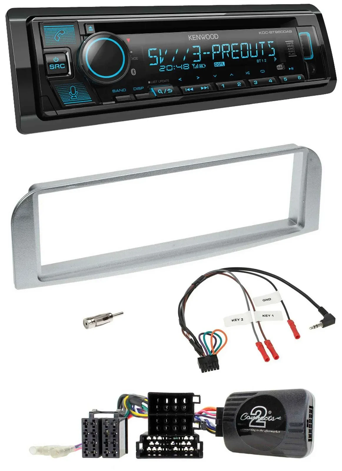 Автомагнитола Kenwood Bluetooth USB CD DAB для Alfa Romeo GT/147 (2007–2010), серебристый