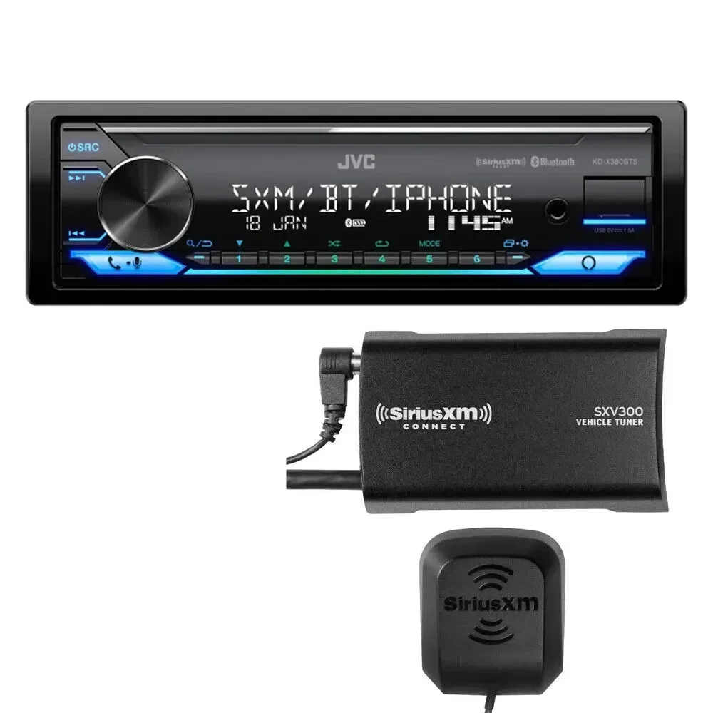 Автомагнитола JVC KD-X380BTS 1 DIN, Bluetooth, без CD, с SiriusXM тюнером (набор)
