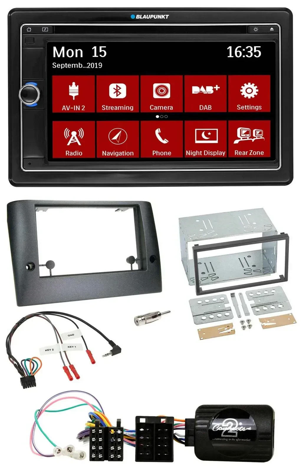 Blaupunkt 2DIN USB DAB Lenkrad Bluetooth TMC Navigation für Fiat Stilo 2005-2007