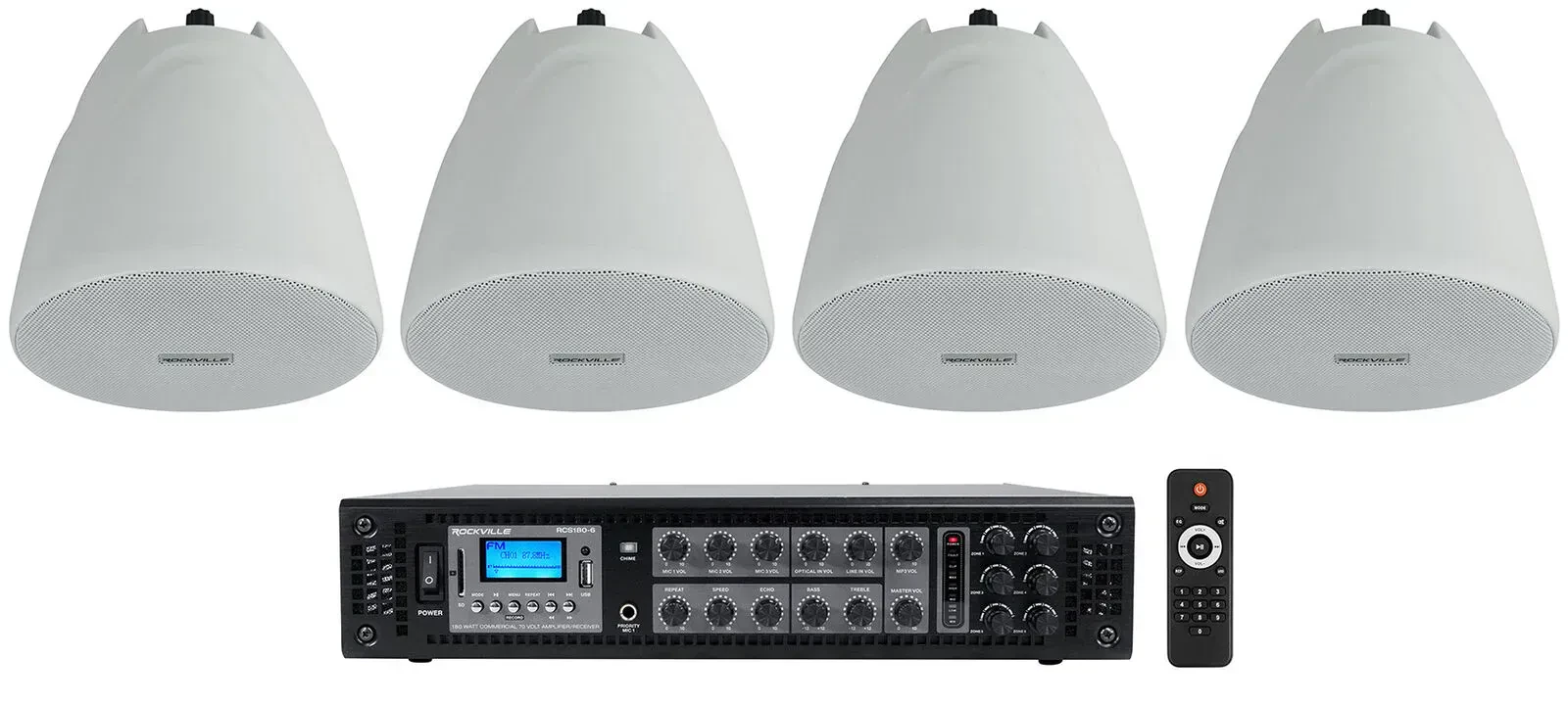 Потолочная акустика Rockville PEN-40T White с усилителем (4 штуки)