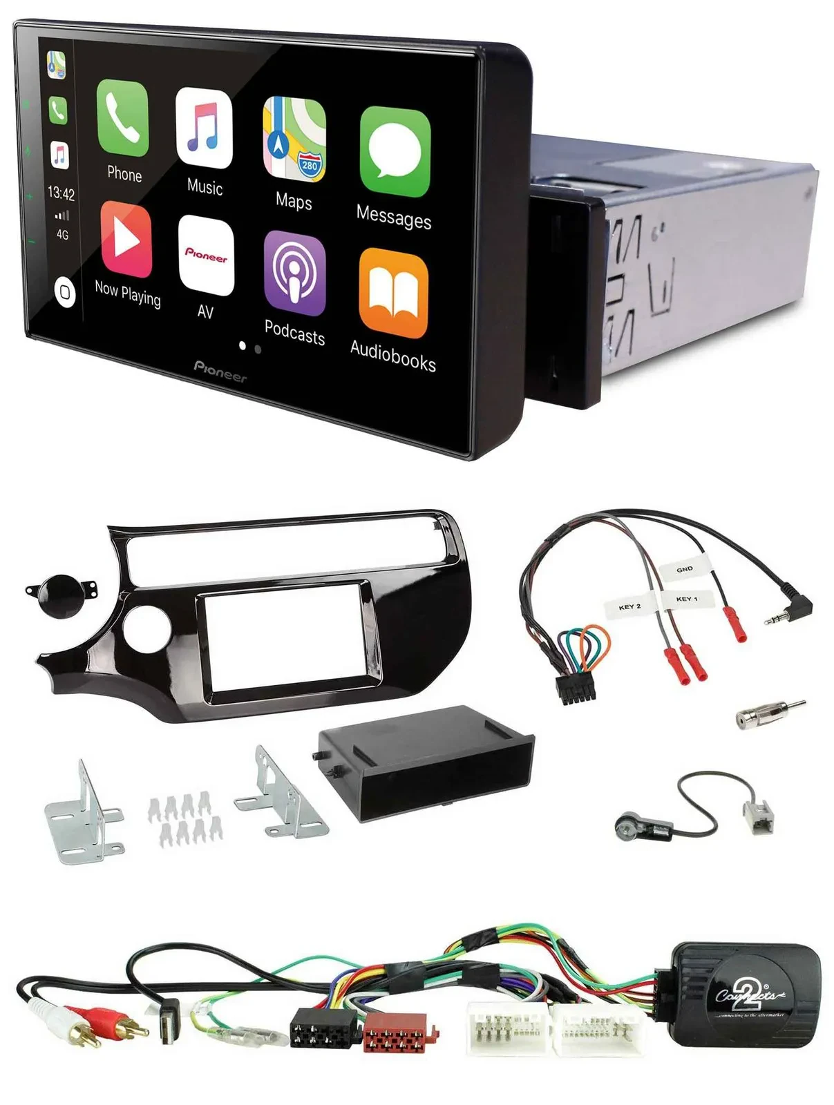 Pioneer Bluetooth Lenkrad DAB USB Autoradio für Kia Rio UB ab 03/2015 piano schw