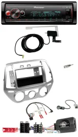 Автомагнитола для Hyundai i20 2012–2014 Pioneer Bluetooth DAB USB серебристая, поддержка управления с руля