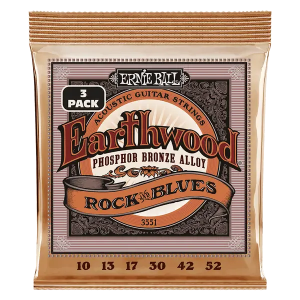 Струны для акустической гитары ERNIE BALL 3551 Earthwood Phosphor Bronze 3 Pack 10-52