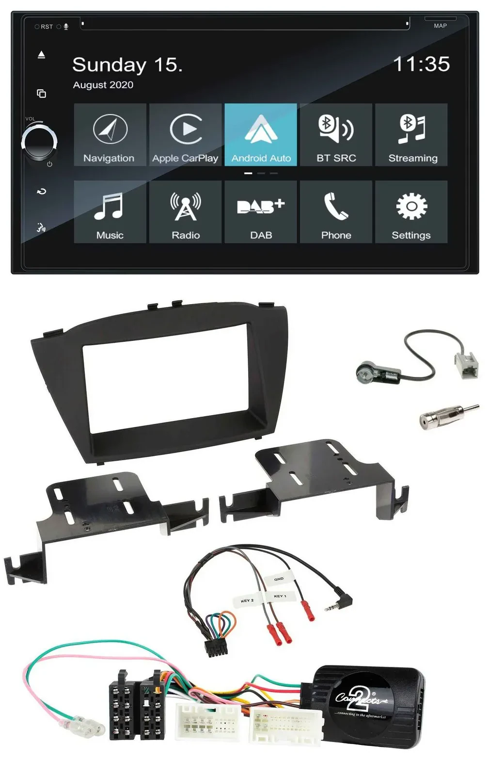 Blaupunkt 2DIN Lenkrad TMC Bluetooth USB DAB Navigation für Hyundai ix35 ab 2013