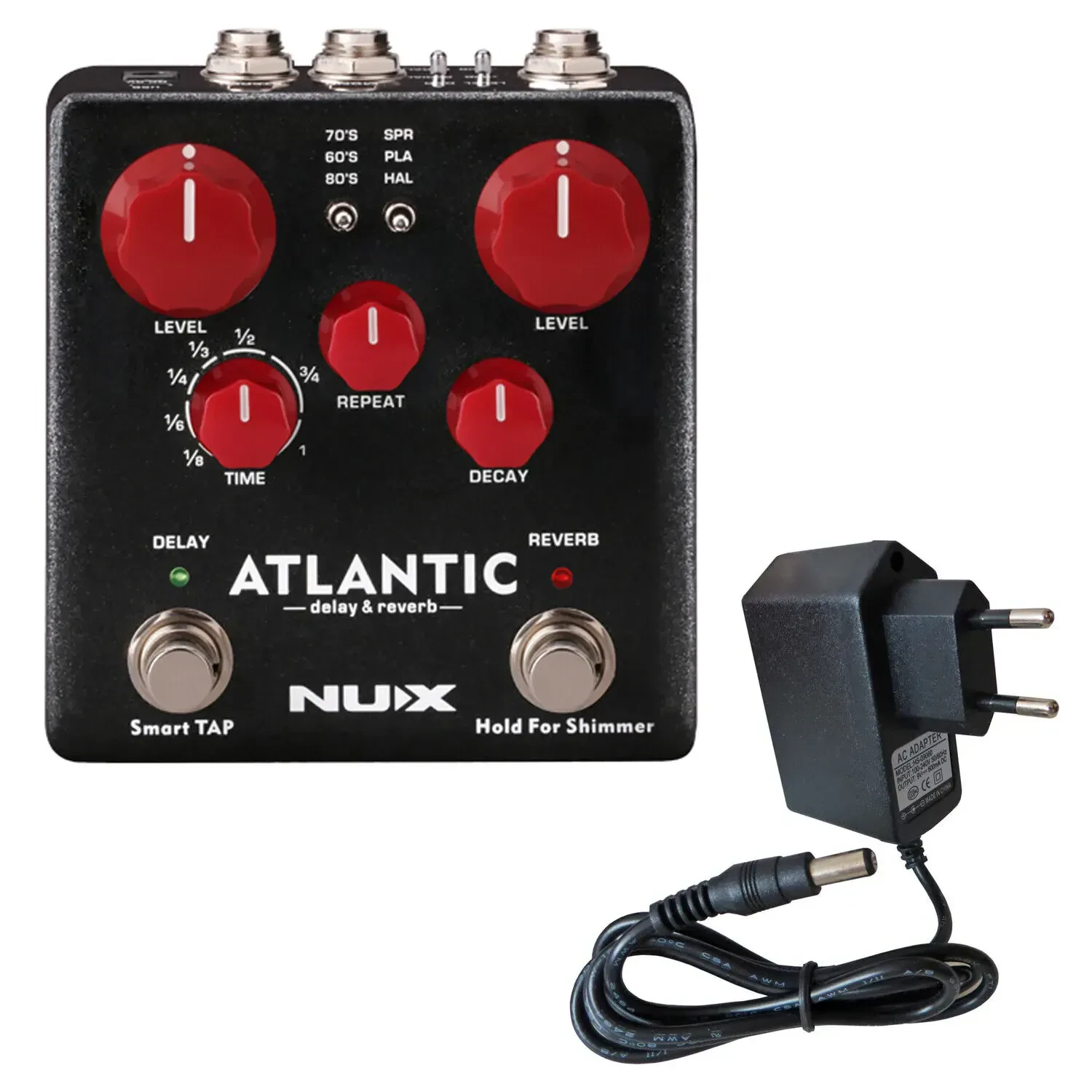 Педаль эффектов для электрогитары Nux NDR-5 Atlantic Delay Reverb с блоком питания