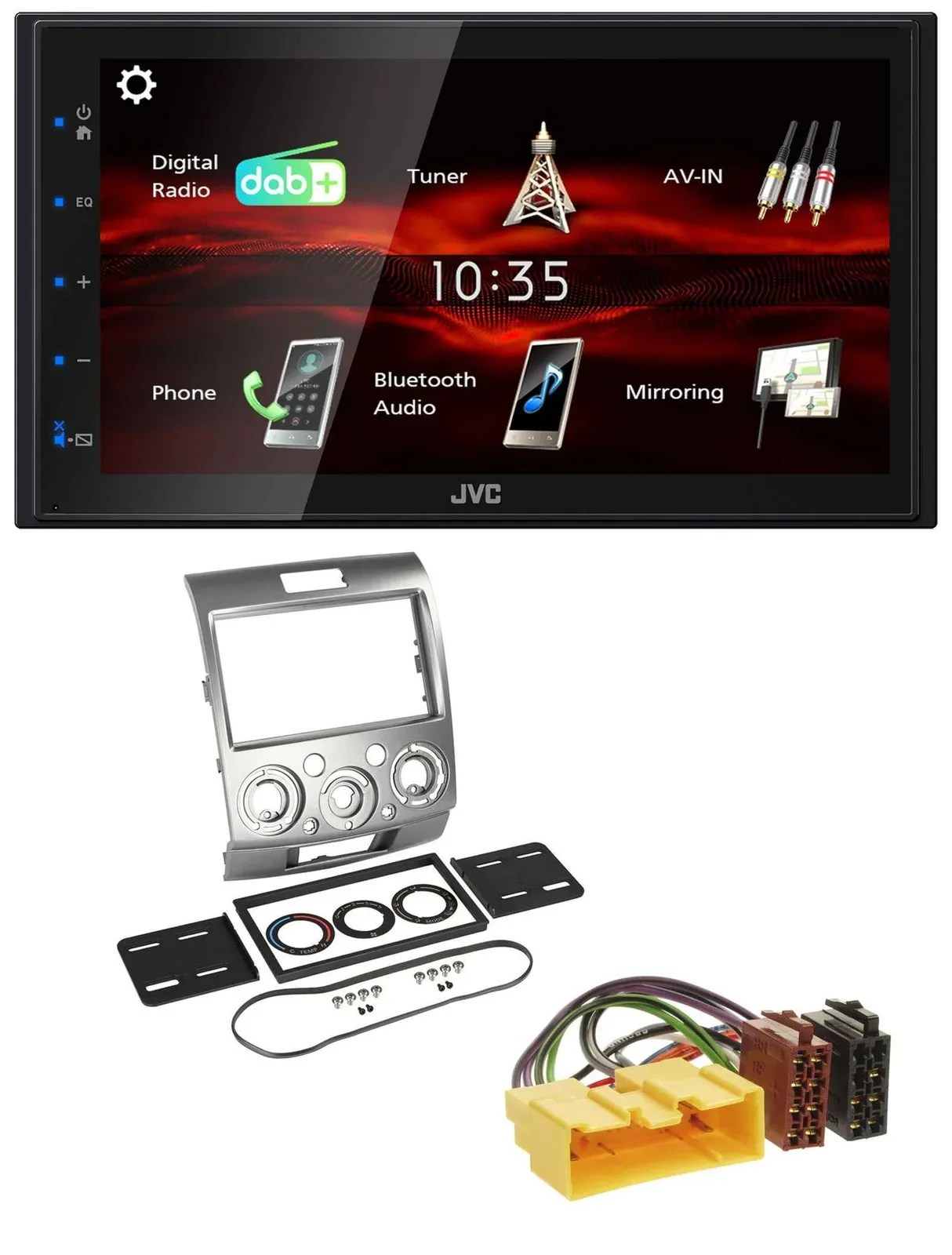 Автомагнитола для Ford Ranger (2007–2011) JVC 2DIN, USB, Bluetooth, DAB, MP3