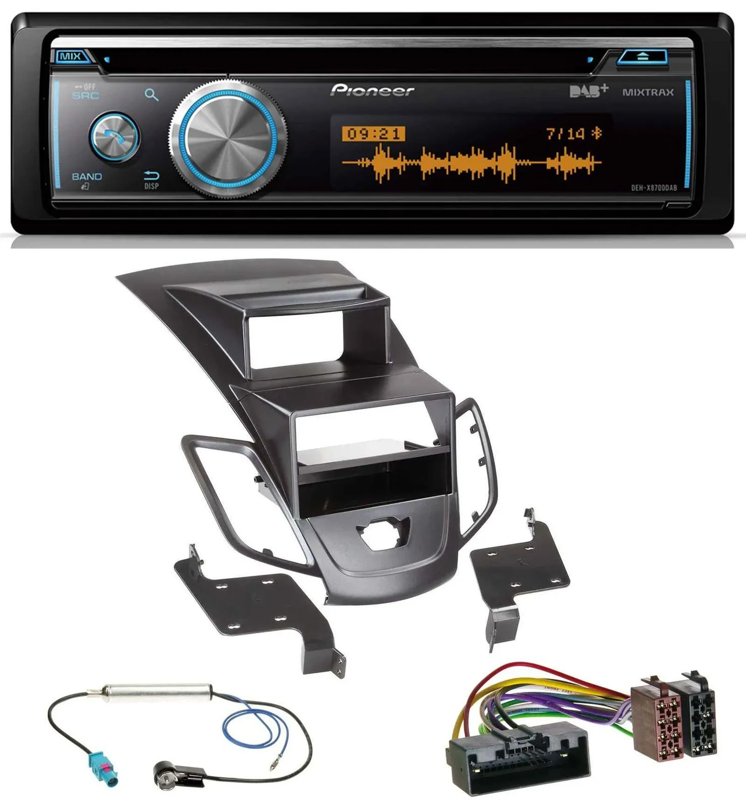 Автомагнитола для Ford Fiesta 2010–2017 Pioneer MP3, DAB, USB, CD, Bluetooth, черная