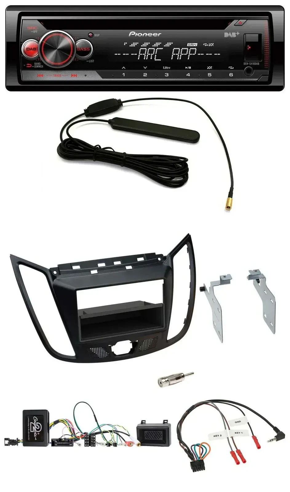 Автомагнитола для Ford C-Max/Kuga Pioneer CD/USB/DAB MP3 матовый чёрный