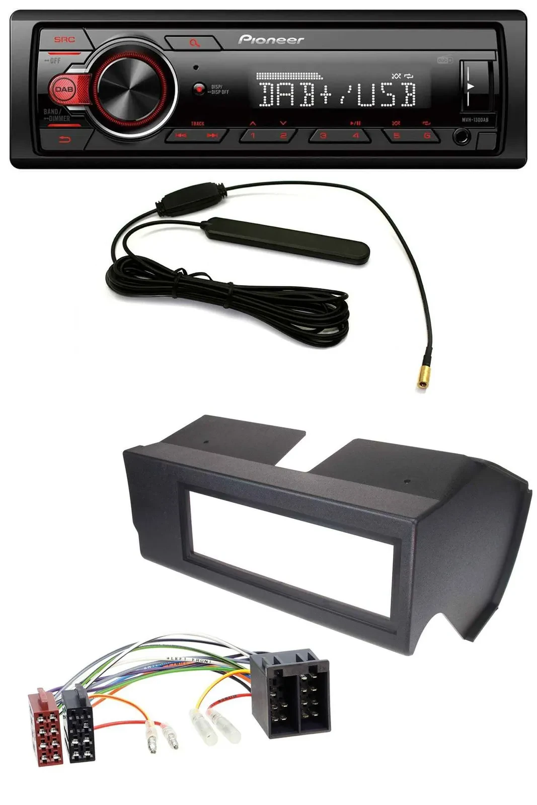 Pioneer MP3 DAB 1DIN AUX USB Autoradio für Fiat Panda (bis 2002) - schwarz