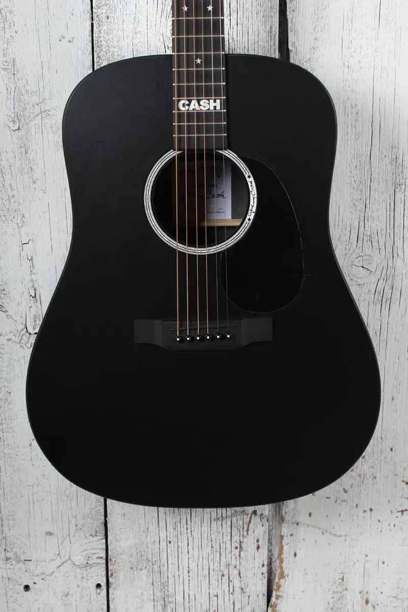 Martin DX Johnny Cash Dreadnought Acoustic Electric Guitar Jett Black w Gig Bag