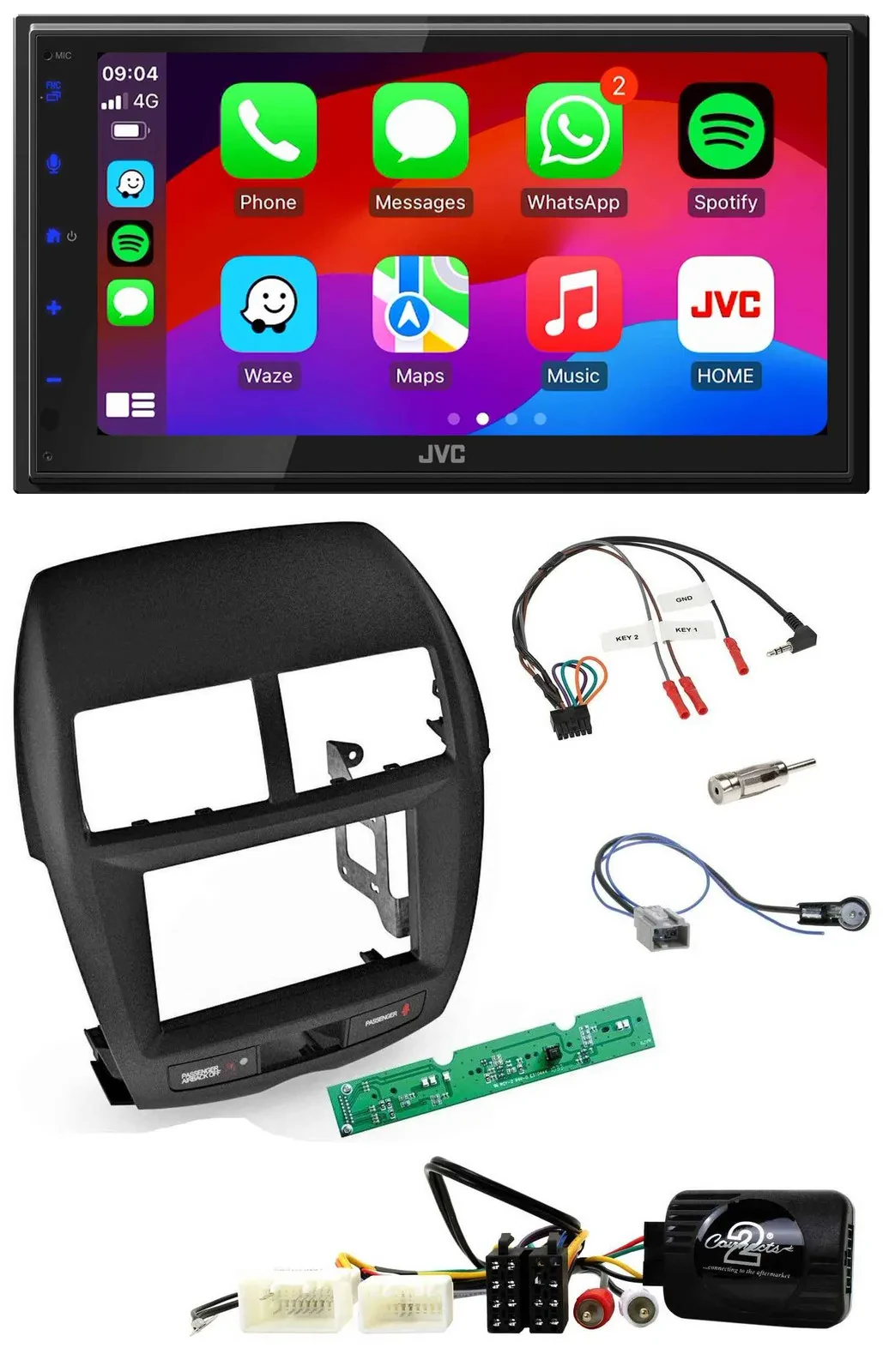 JVC Bluetooth 2DIN Lenkrad DAB USB Autoradio für Mitsubishi ASX 2010-2014