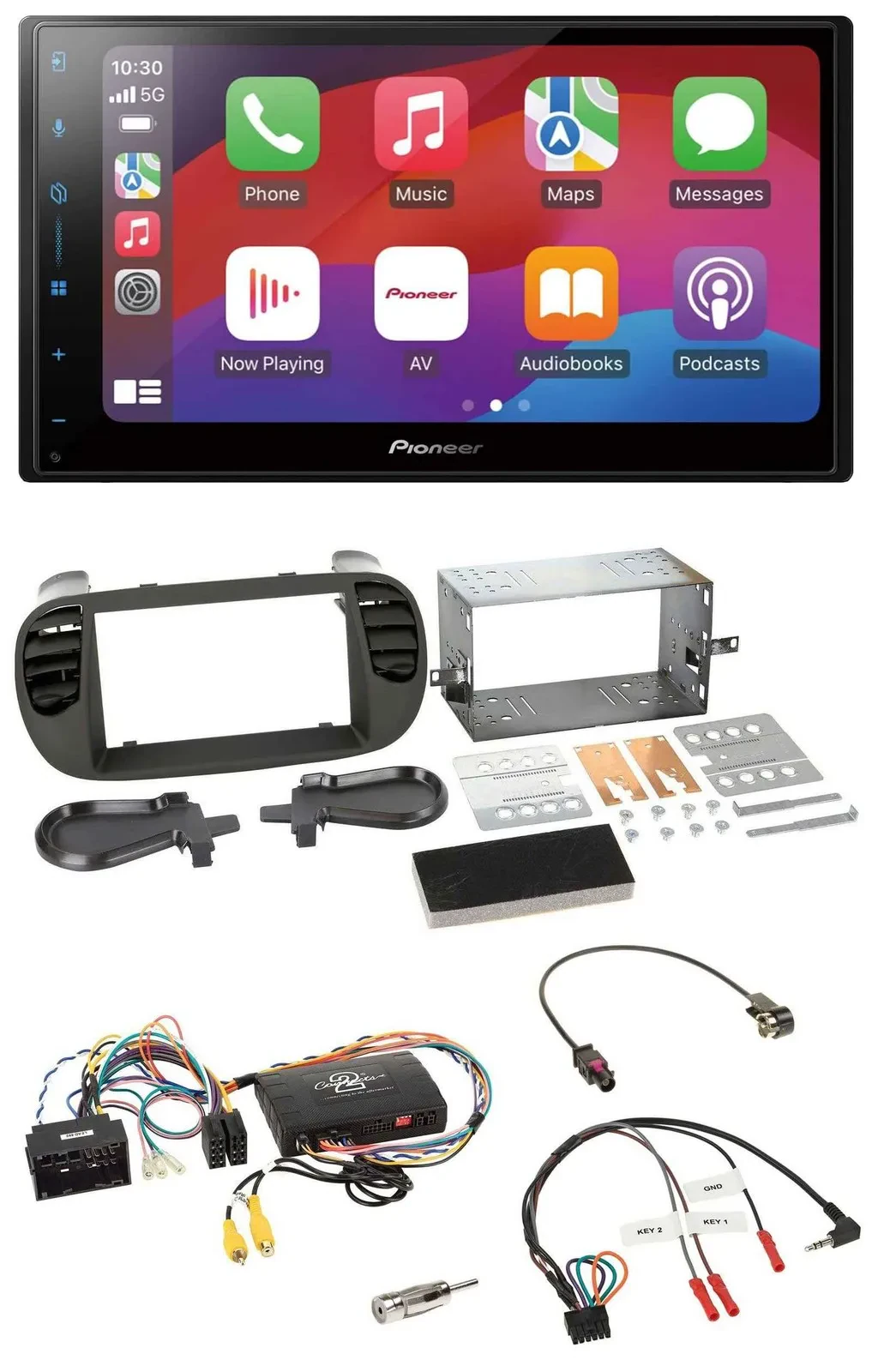 Pioneer DAB USB Lenkrad Bluetooth 2DIN Autoradio für Fiat 500 14-15 soft touch