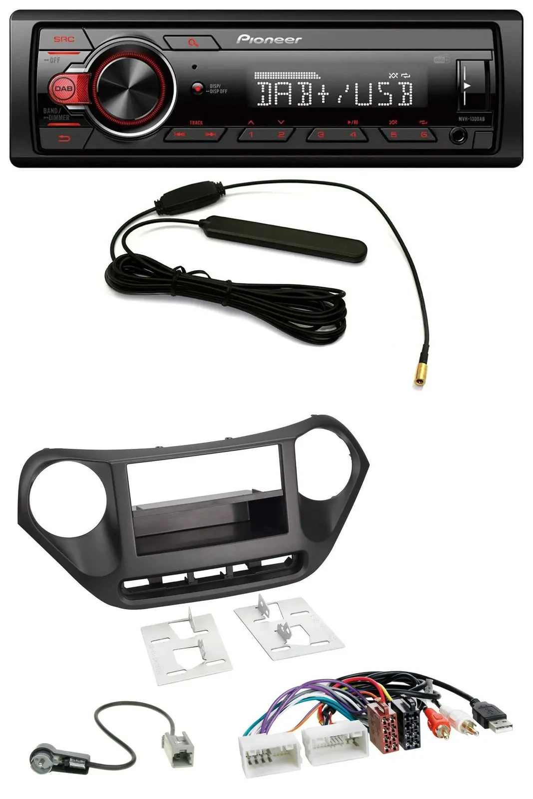 Pioneer MP3 DAB 1DIN AUX USB Autoradio für Hyundai i10 (ab 2013) AUX USB