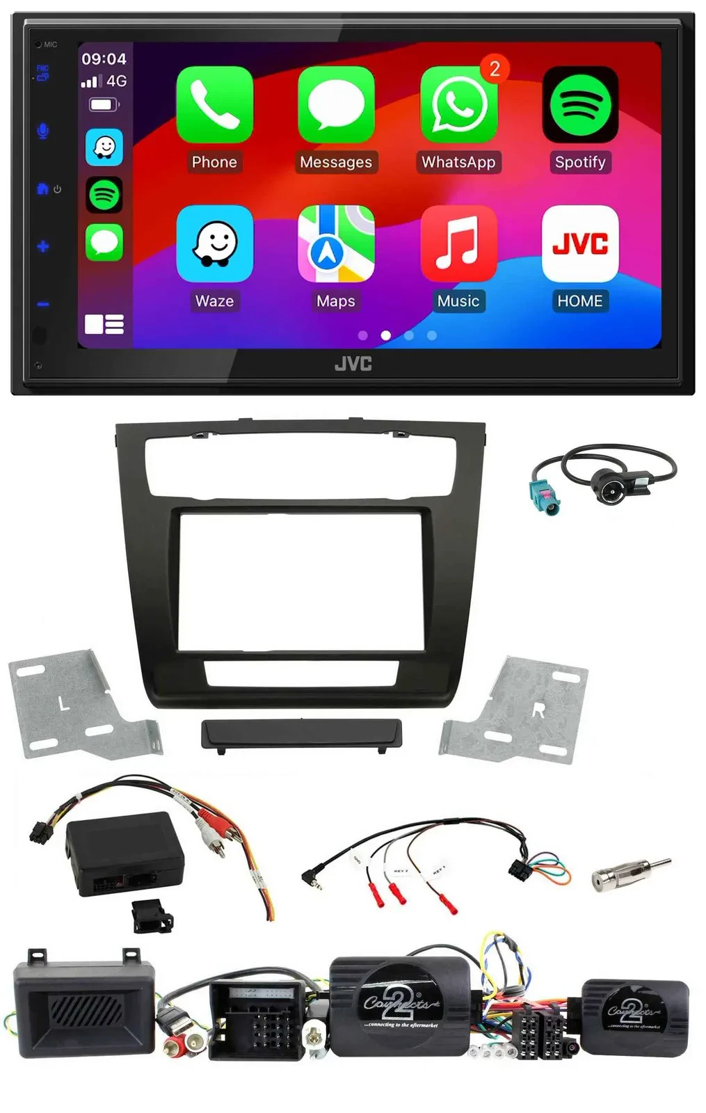 JVC Bluetooth 2DIN Lenkrad DAB USB Autoradio für BMW 1er Aktiv PDC aut. Klima 07