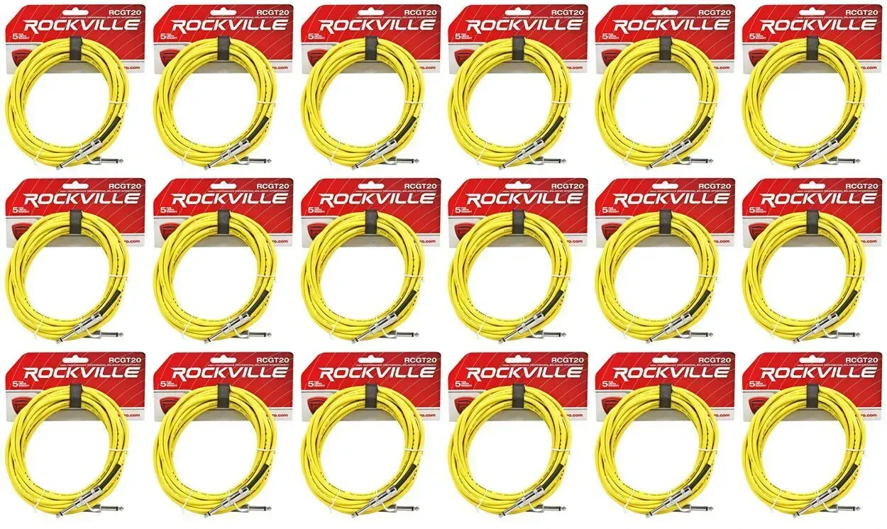 Инструментальный кабель Rockville RCGT20Y Yellow 6.1 м (18 штук)