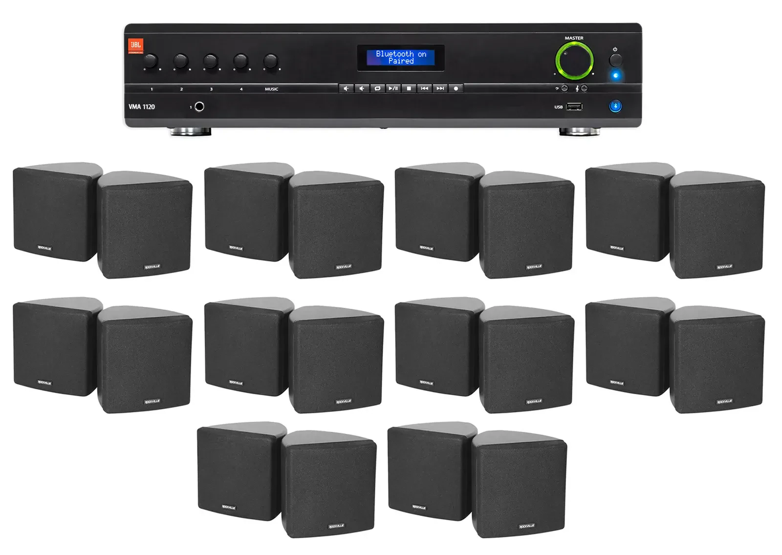 Настенная акустика JBL Cube 70v Black с усилителем (20 штук)