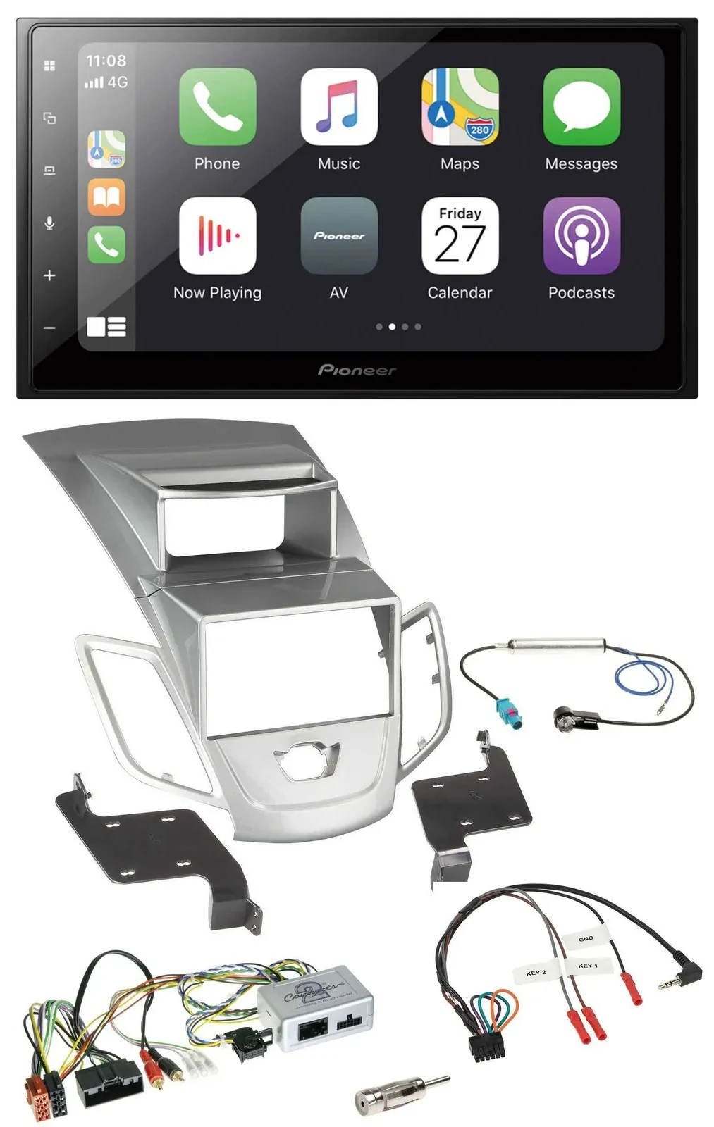 Pioneer Lenkrad Bluetooth DAB 2DIN USB Autoradio für Ford Fiesta 2010-17 Display