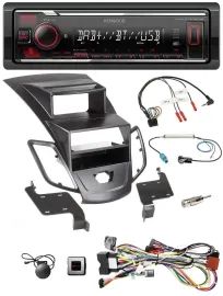 Автомагнитола Kenwood Bluetooth USB DAB для Ford Fiesta 2008–2010, с дисплеем, черная, поддержка кнопок на руле