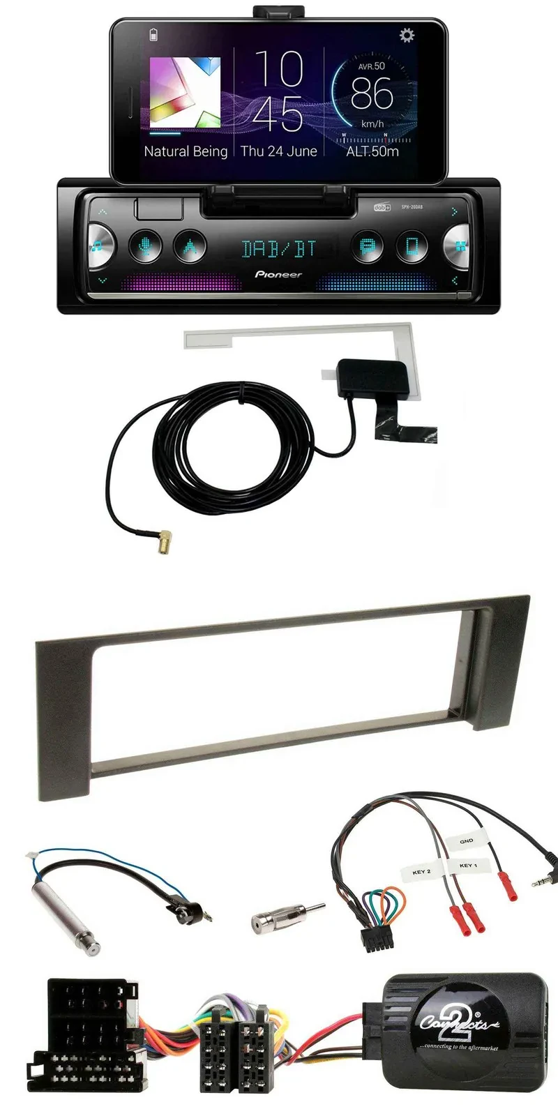 Автомагнитола для Audi A4 (2000–2004) Pioneer DAB, Bluetooth, USB, поддержка кнопок на руле, ISO