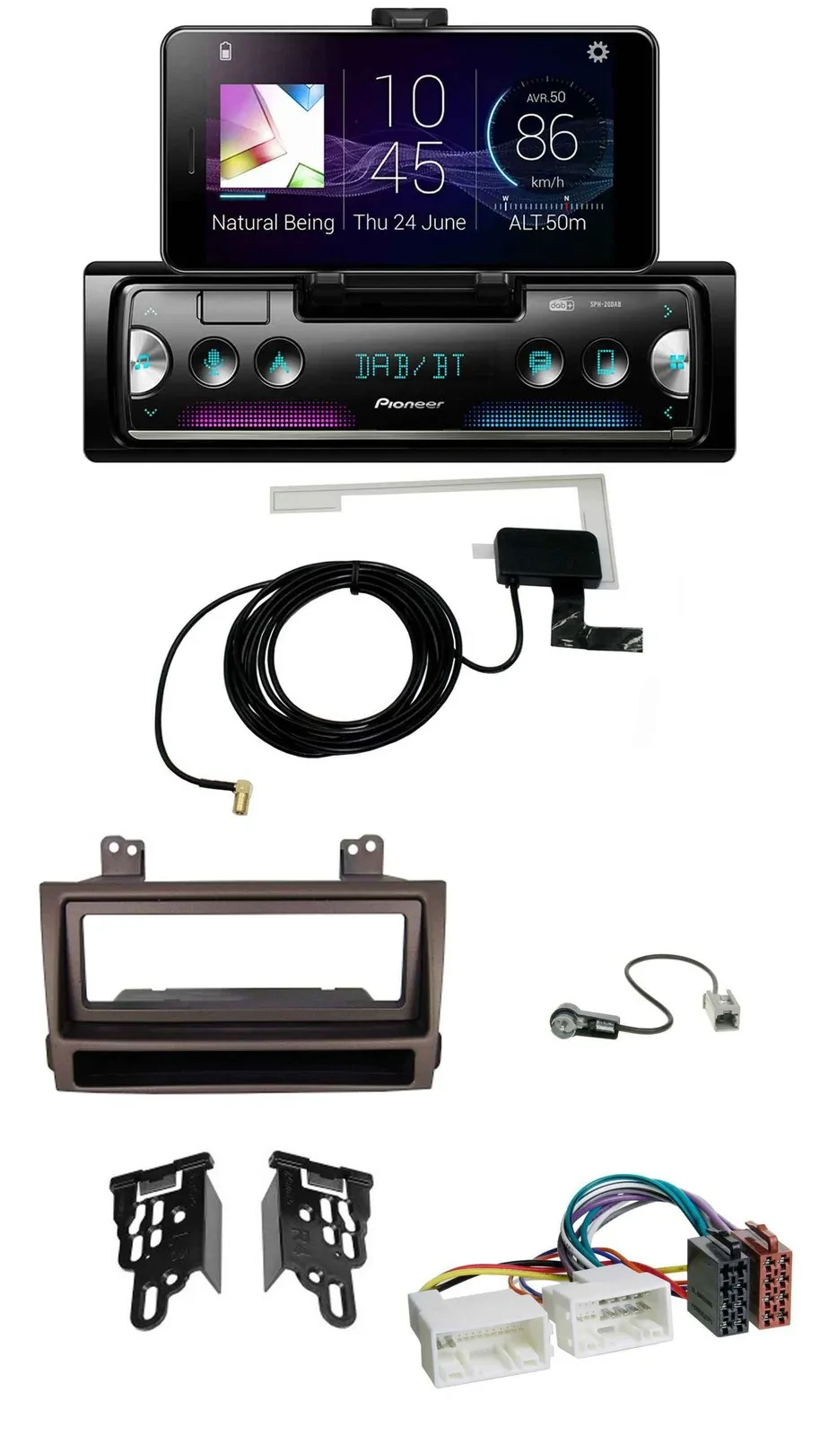 Автомагнитола Pioneer DAB, Bluetooth, MP3, USB для Hyundai Sonata (с 2009), тёмно-коричневый металлик