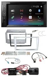 Pioneer Bluetooth Lenkrad USB 2DIN DAB DVD Autoradio für Opel Corsa D matt-chrom