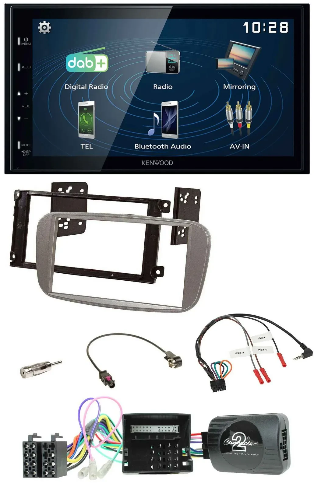 Kenwood 2DIN Bluetooth Lenkrad USB DAB Autoradio für Ford Mondeo S-Max 2007-14 C