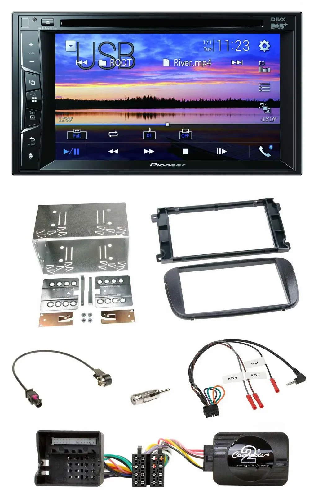 Pioneer Bluetooth 2DIN USB DVD DAB Lenkrad Autoradio für Ford Focus C Max Galaxy