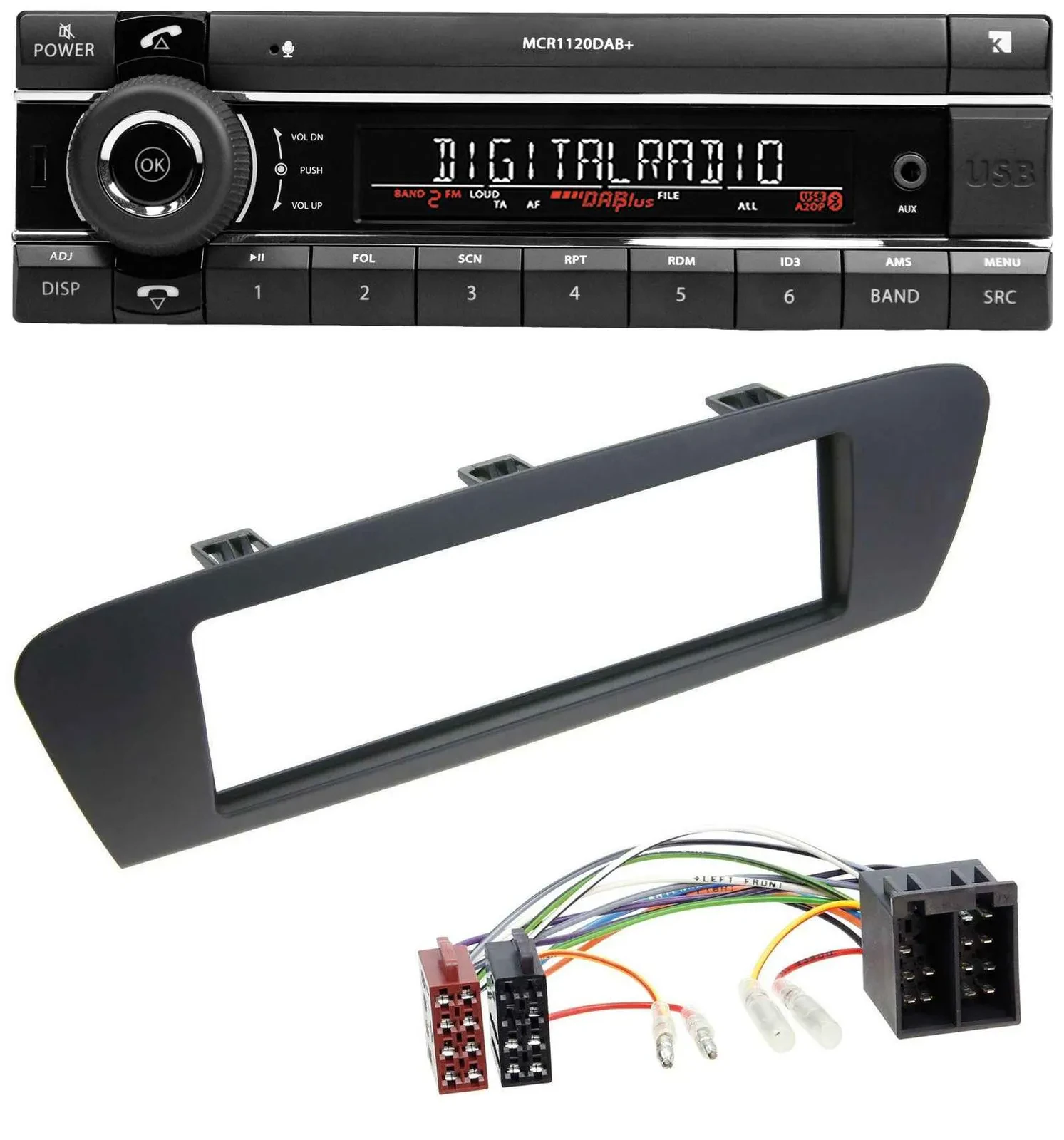 Kienzle Bluetooth MP3 USB DAB Autoradio für Renault Scenic (ab 09) - braun