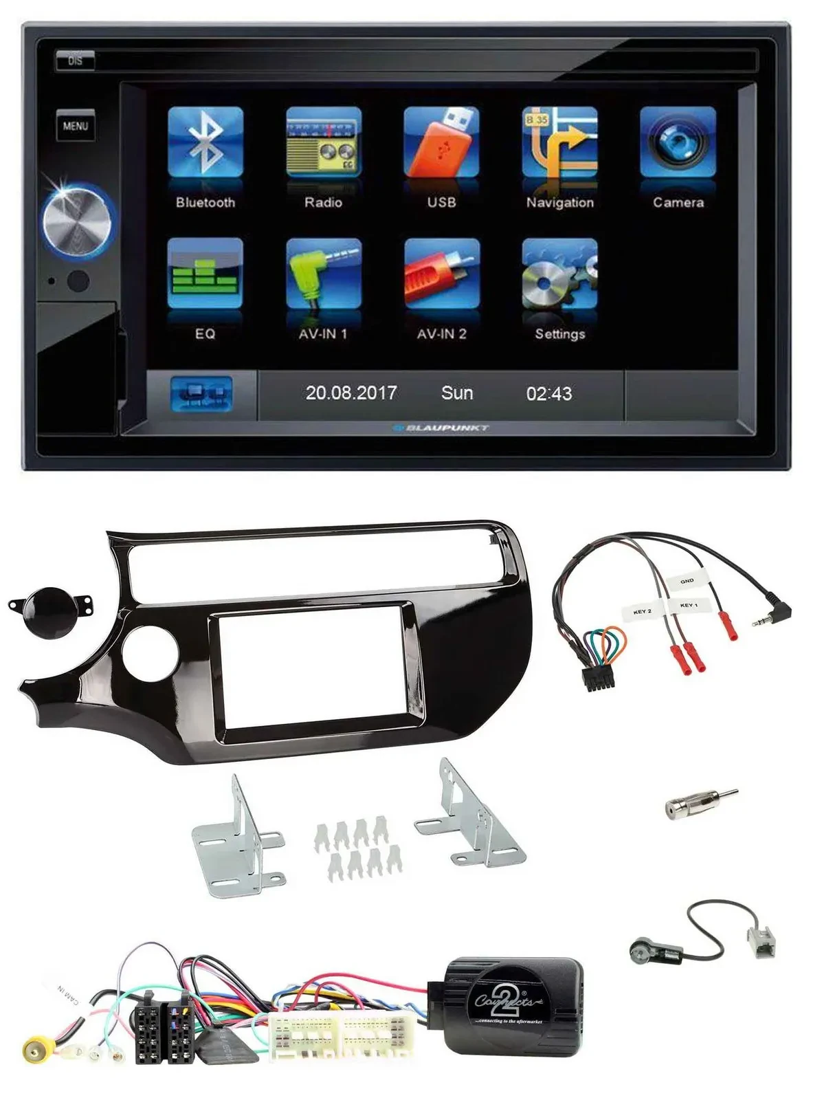 Blaupunkt 2DIN Bluetooth TMC USB Lenkrad SD Navigation für Kia Rio UB 2017-2023