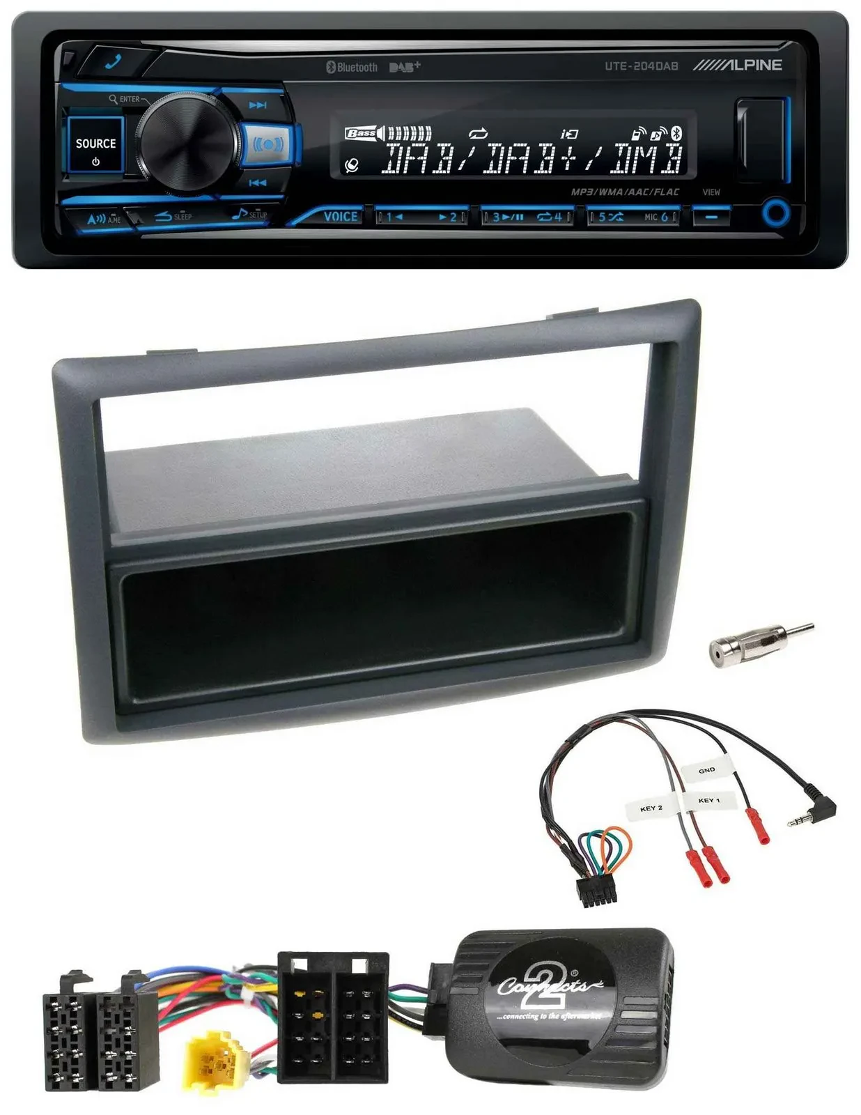 Alpine USB Bluetooth DAB Lenkrad Autoradio für Renault Megane 2007-2008 schwarz
